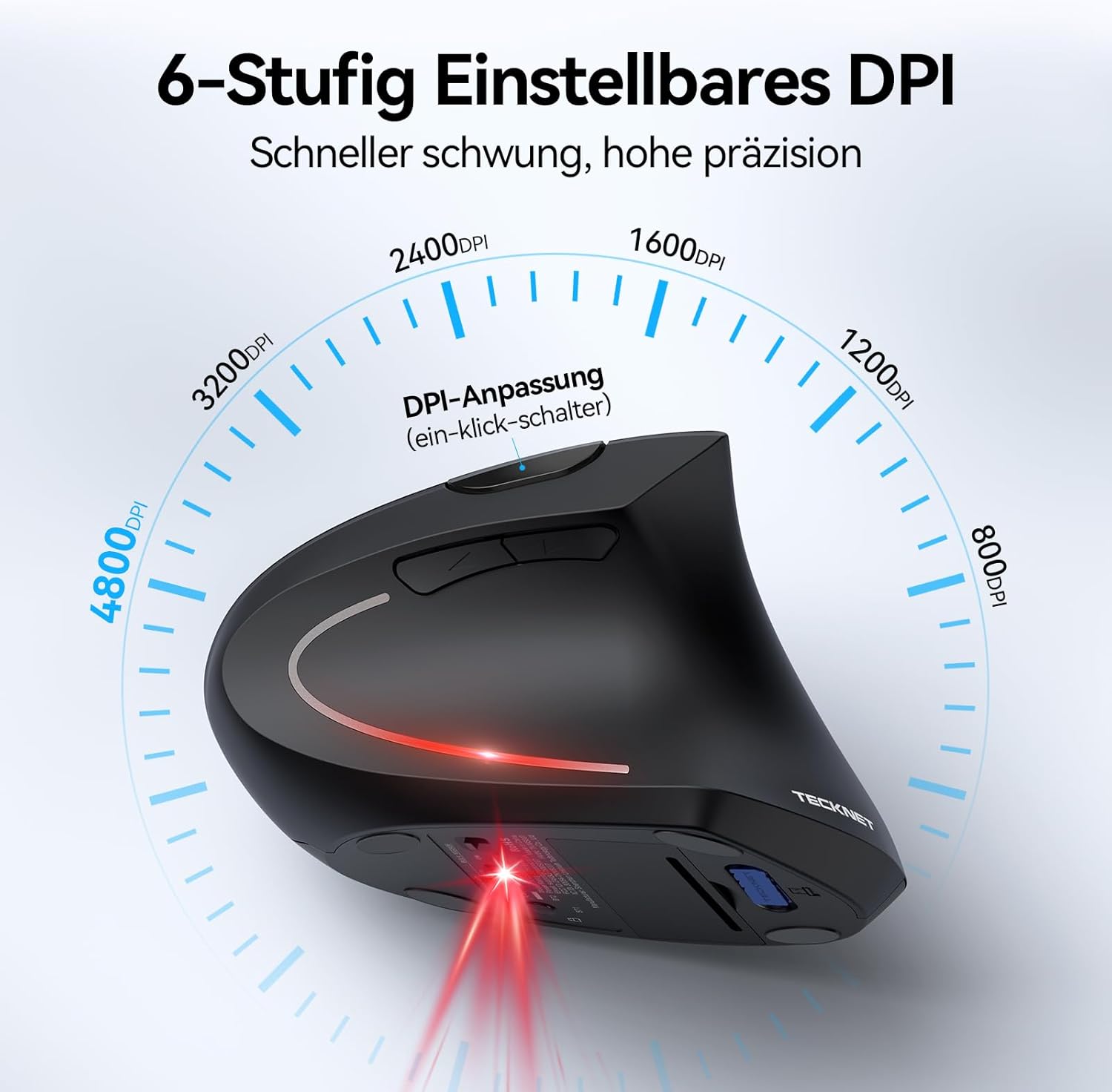 Detalle de TECKNET Ergonomische vertikale Maus 4800 DPI