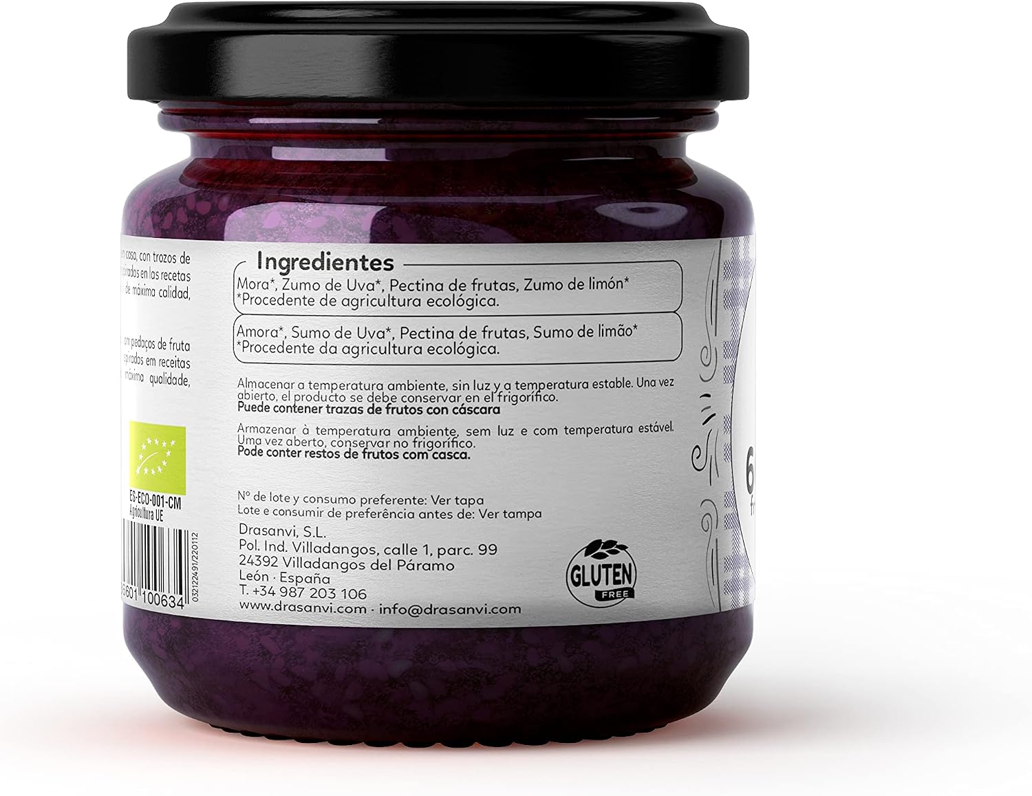Detalle 2 de ECOSANA MERMELADA EXTRA MORA 250g 🍓