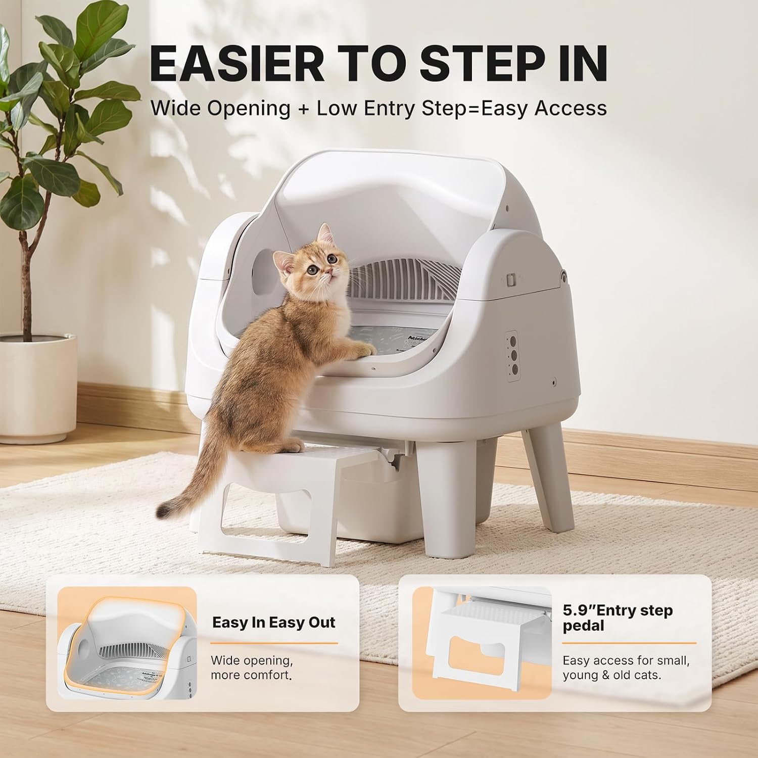 Detalle 2 de Automatic Cat Litter Box with 8L Waste Bin