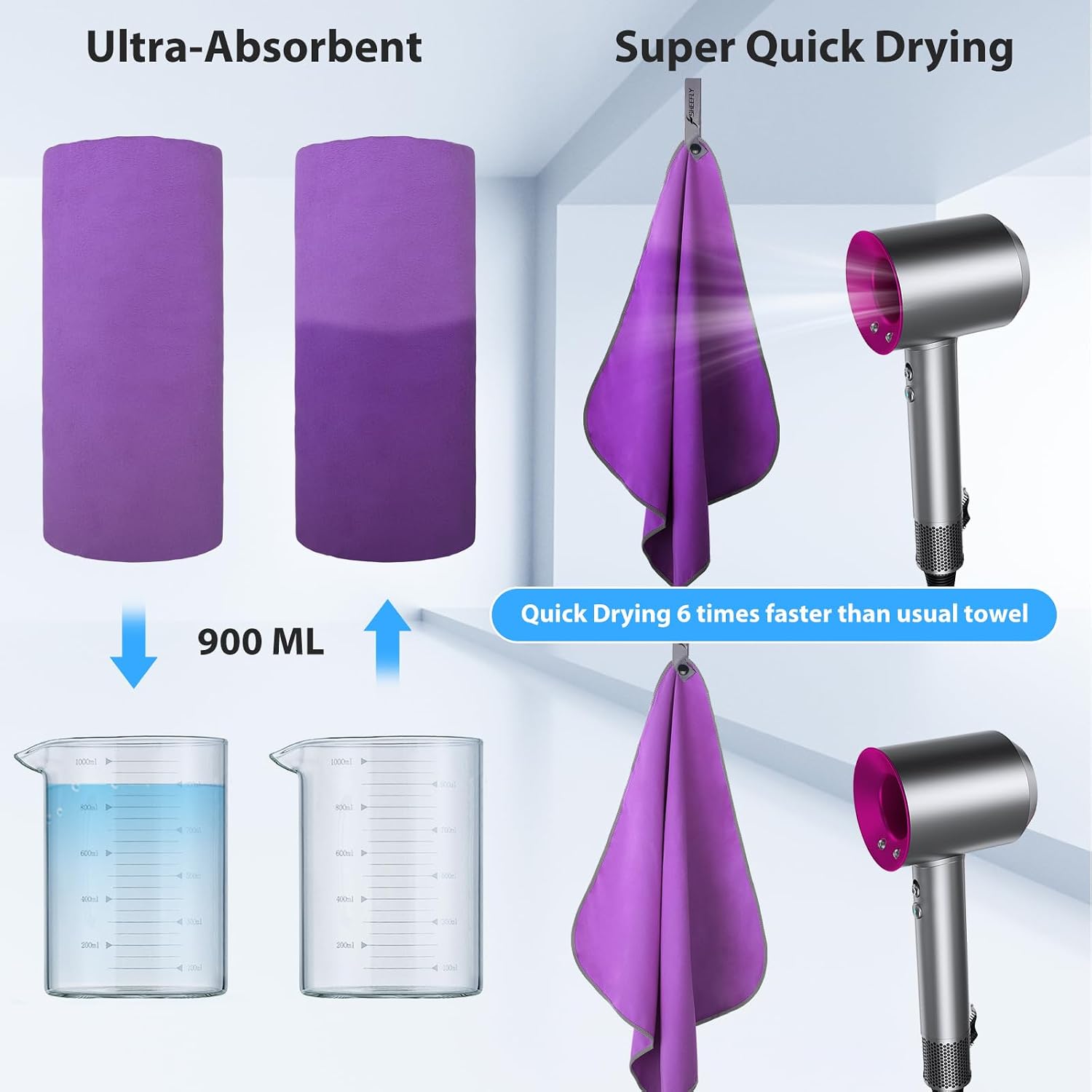 Detalle de SHEEFLY Microfibre Quick Dry Towel XL 182cm
