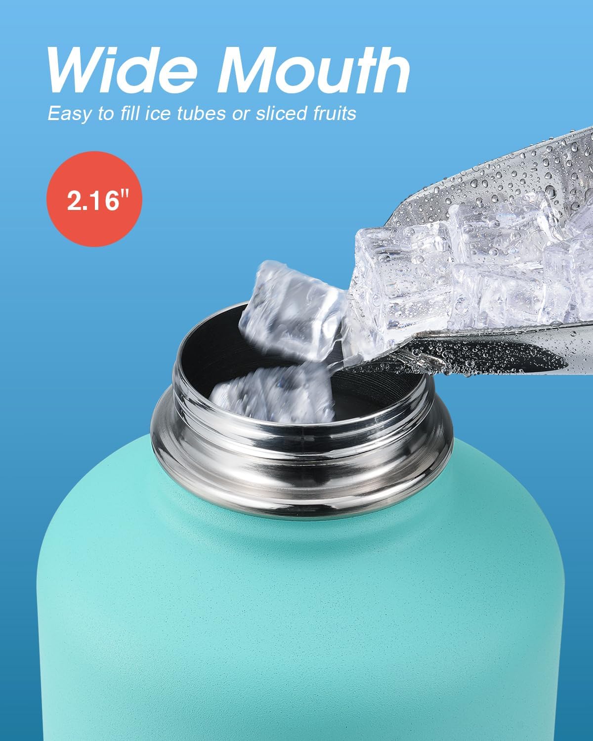 Detalle 2 de Coolflask Botella de Agua Aislada 2L con 3 tapas
