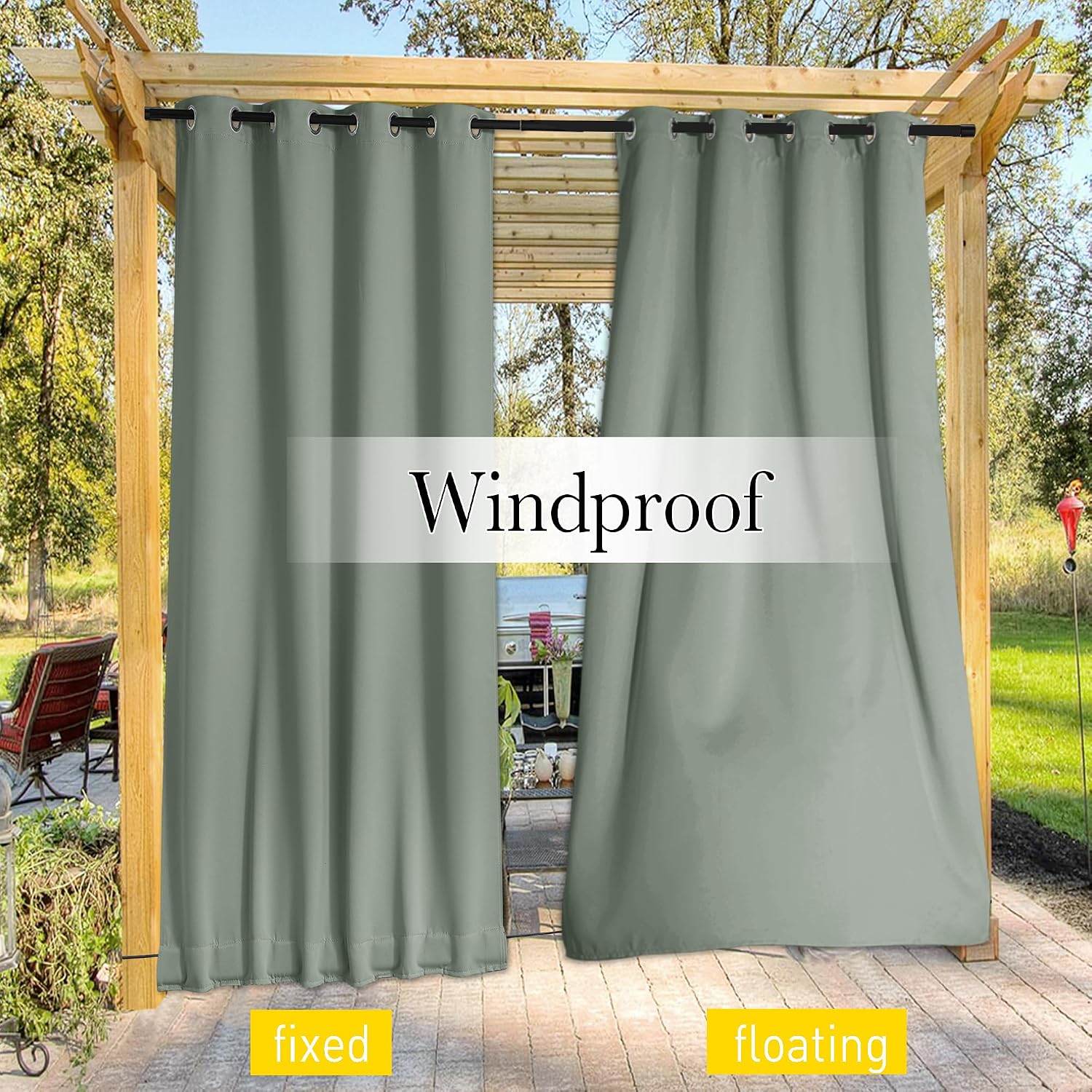 Detalle 2 de NICETOWN 2 Panels Outdoor Curtains W100xL84 🌤