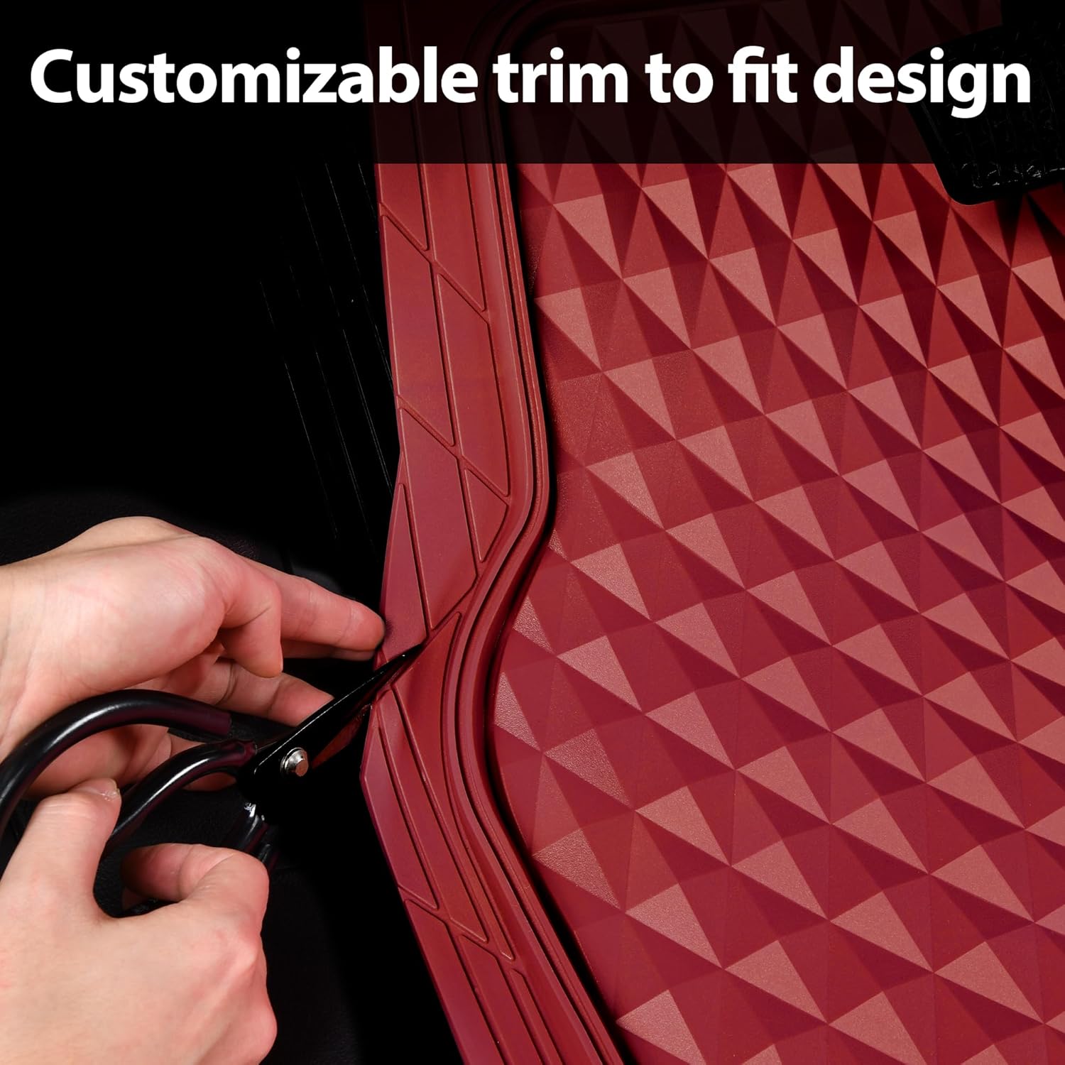 Thumbnail 6 de CAR PASS Heavy Duty Rubber Red Car Floor Mats & Cargo Liners — All-Weather, Deep Dish, Universal Cut to Fit