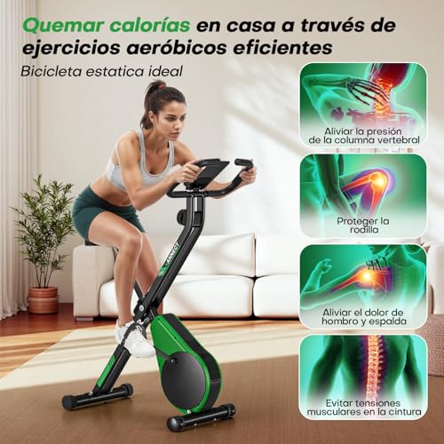 Thumbnail 3 de VANNECT Bicicleta Estatica Plegable con 16 Niveles de Resistencia, Monitor LCD y Medición de Pulso Manual, Soporte Plano, Ahorro de Espaci, Estática Silenciosa Magnética Bicicleta Estatica para Casa