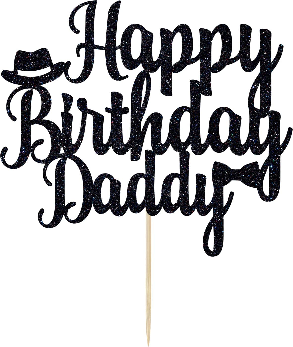 Detalle de Birthday Cake Topper, Black Glitter