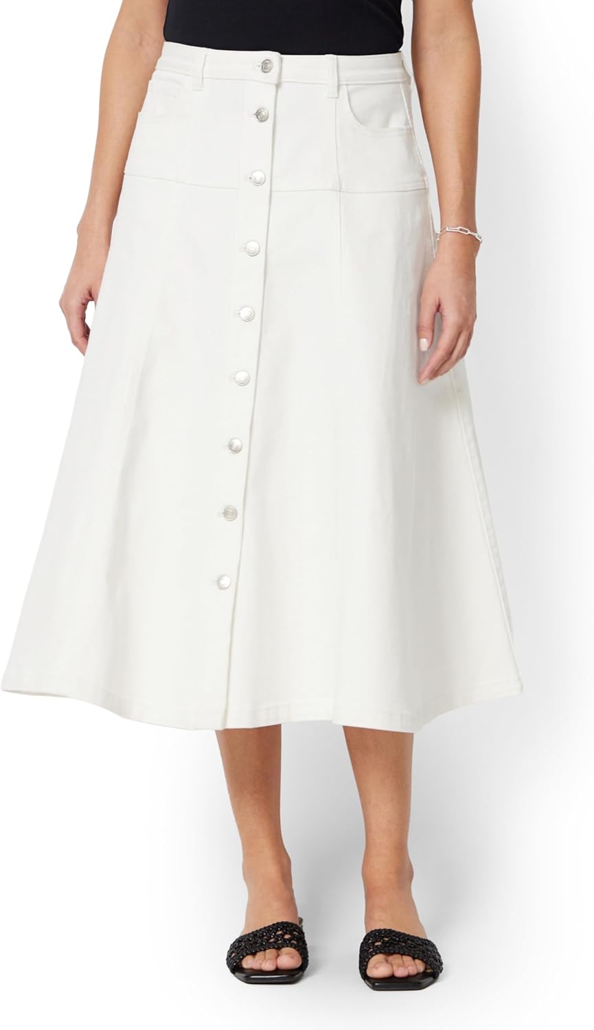Detalle 2 de Amazon Essentials Women's A-Line High-Rise Denim Button-Down Midi Skirt