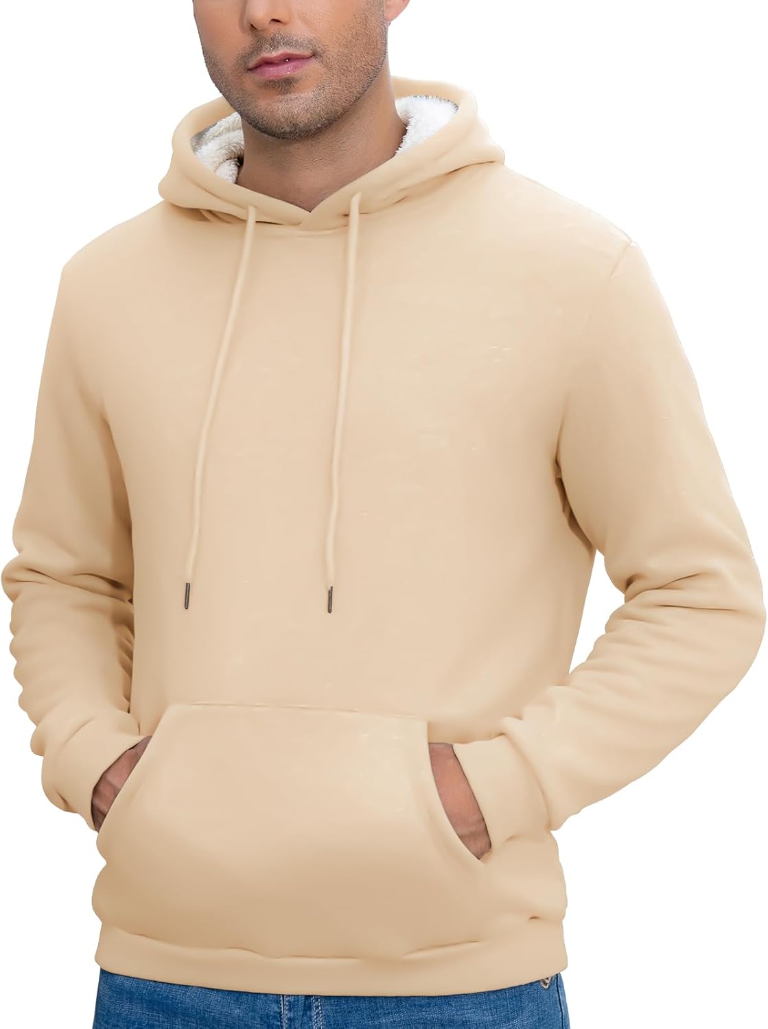 Thumbnail 5 de Vorvowry Fleecepullover Herren – gefütterter Fleece-Hoodie mit Sherpa und Kängurutasche