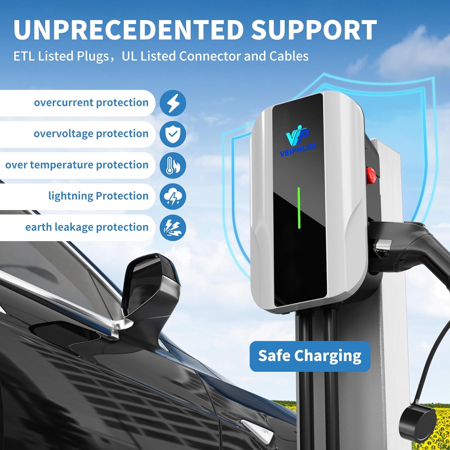 Thumbnail 4 de VEIPHLOX Level 2 EV Charger 40A (9.6 kW) | 25ft, NEMA 14-50, J1772 Portable Home Electric Vehicle Charger