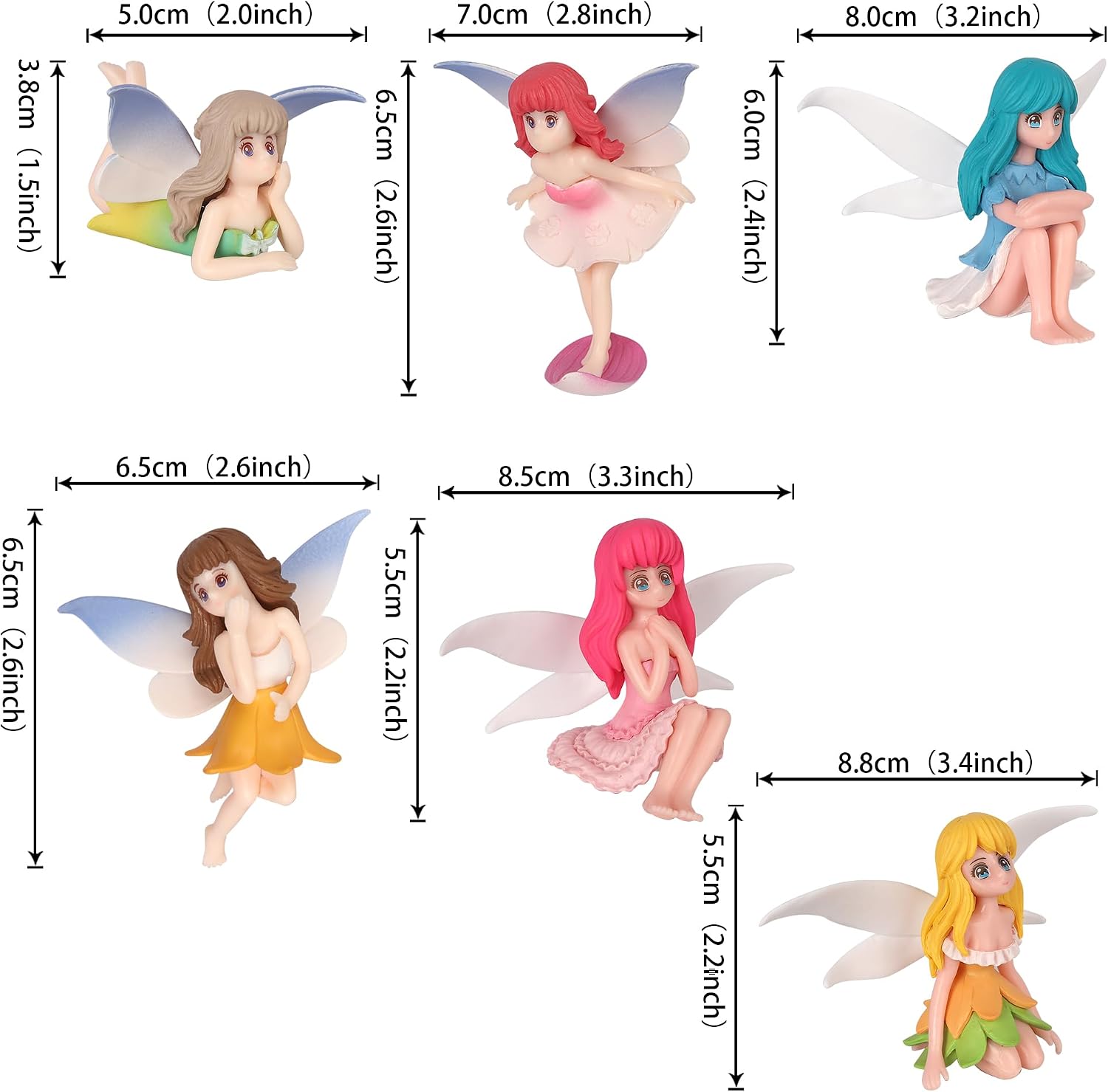Detalle 2 de Xsstarmi 6-Pack 3D Fairy Cake Topper – Pre-assembled Glitter Card Decorations