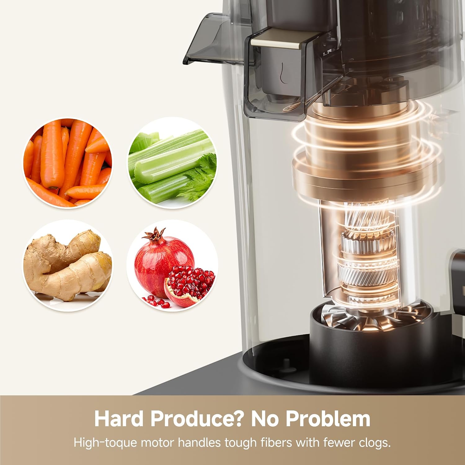 Detalle 2 de Dreame SJ30 Cold Press Juicer, 4.9" Wide Chute, 48 oz, 200 W