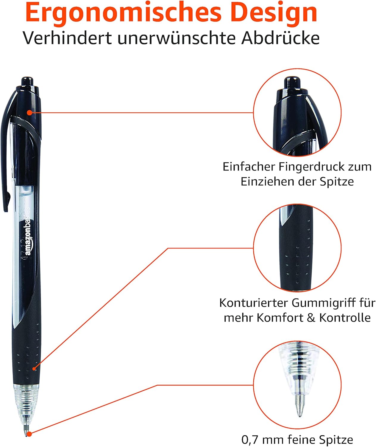 Thumbnail 3 de Amazon Basics Druckgelschreiber 12er-Pack, fein ✒