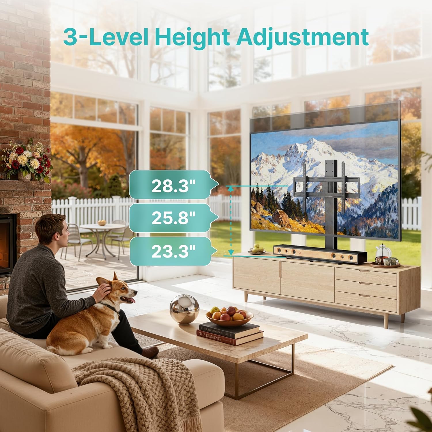Thumbnail 4 de Pegzone Universal TV Stand Swivel with Power Outlet (43–90" TVs, VESA up to 600x400mm)