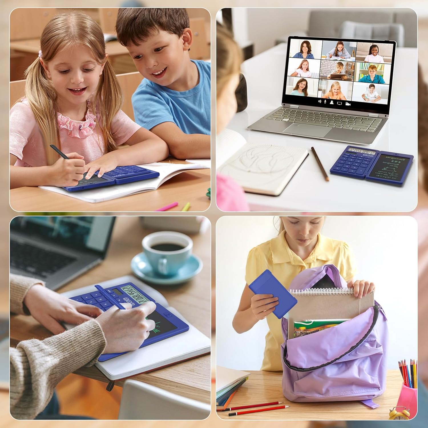 Detalle de NEWYES Calcolatrice 2-in-1 con Tavoletta da Scrittura e Penna – Blu, alimentazione solare e batteria CR1220