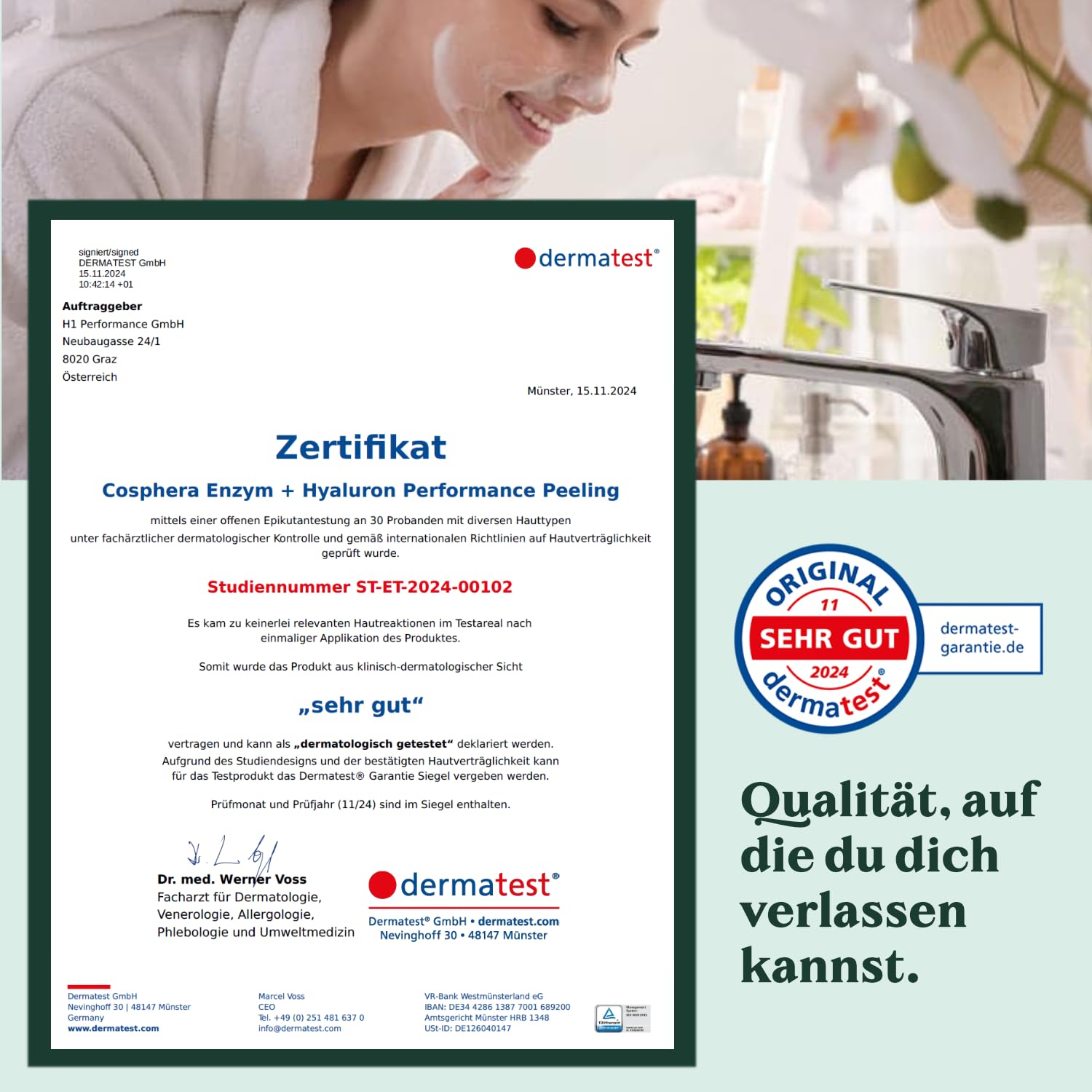 Detalle de Enzym Peeling Gesicht mit Hyaluron (100% vegan, Enzym Powder) – sanfte Porenreinigung für glatte Haut
