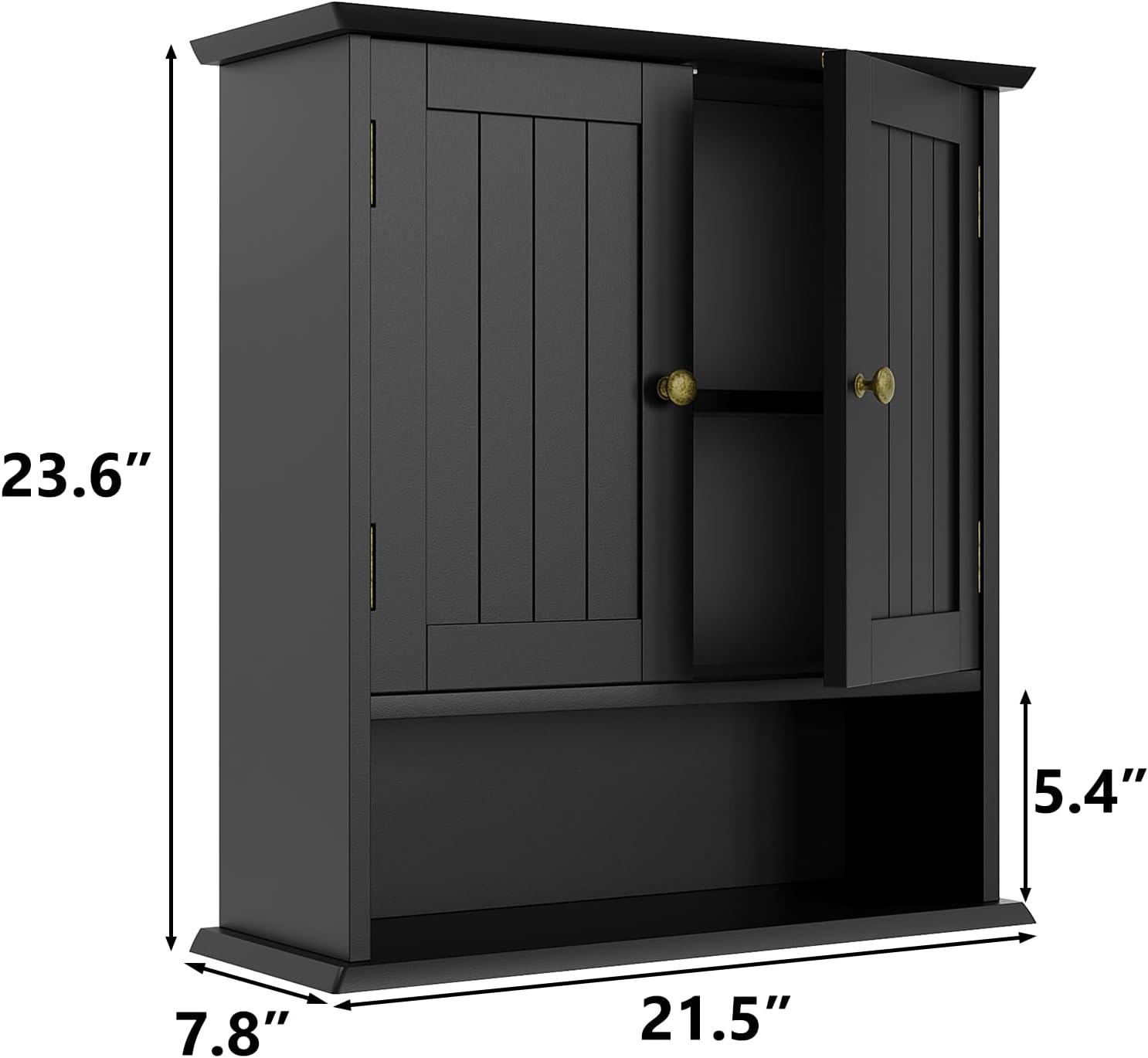 Thumbnail 2 de Mino Kesper Bathroom Wall Cabinet – Over Toilet Storage with 2 Doors and Open Shelf