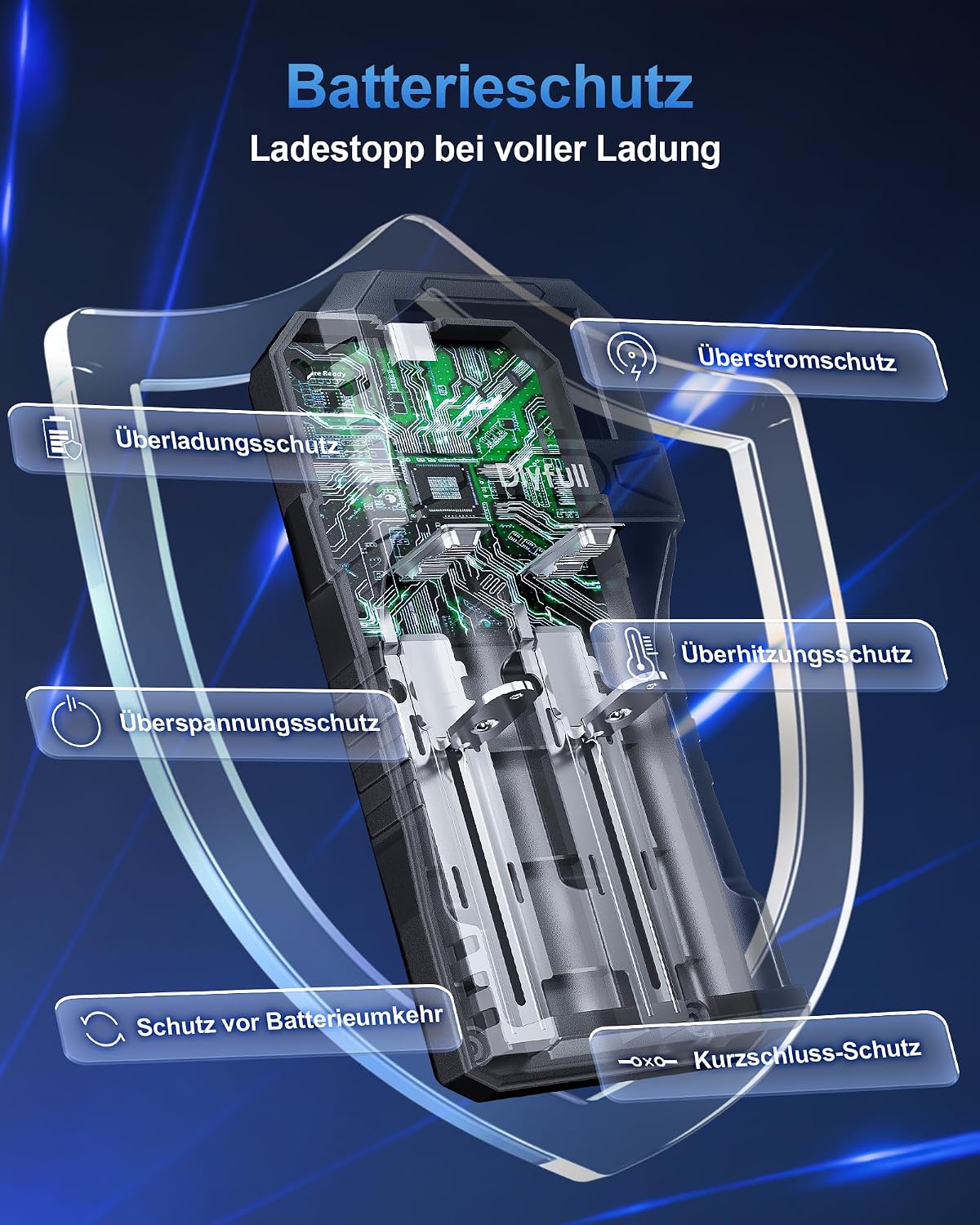 Detalle 1 de Dlyfull 18650 Ladegerät für 3,7 V Akkus