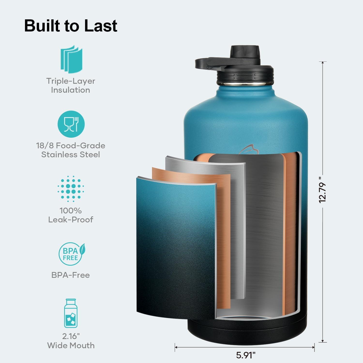 Detalle 2 de BUZIO Gallon 128 oz insulated water bottle