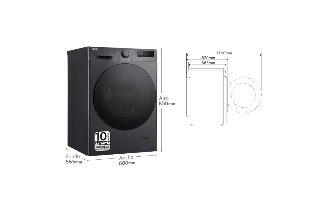 Thumbnail 1 de LG F4DR6010AGM Lavasecadora 10/6 kg 1.400 rpm negro medio