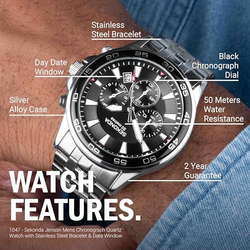 Thumbnail 2 de Sekonda Jenson Mens Analogue Watch 45mm Chrome Bracelet