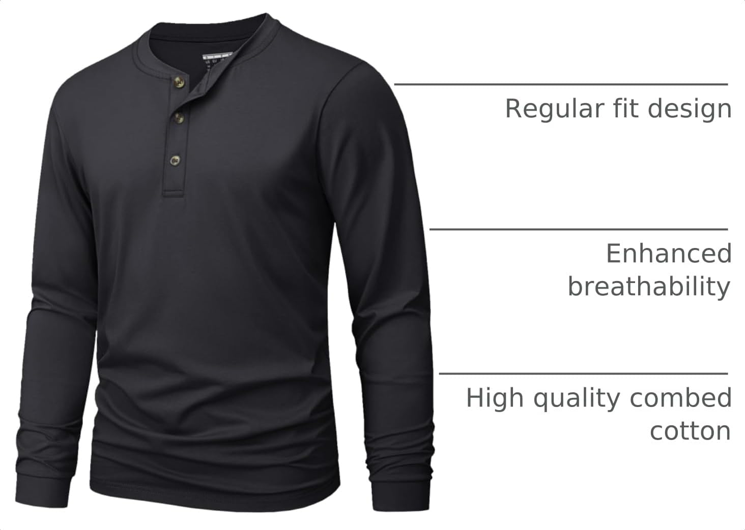 Detalle 2 de MAGNIVIT Men's Long Sleeve Henley Shirt 2025