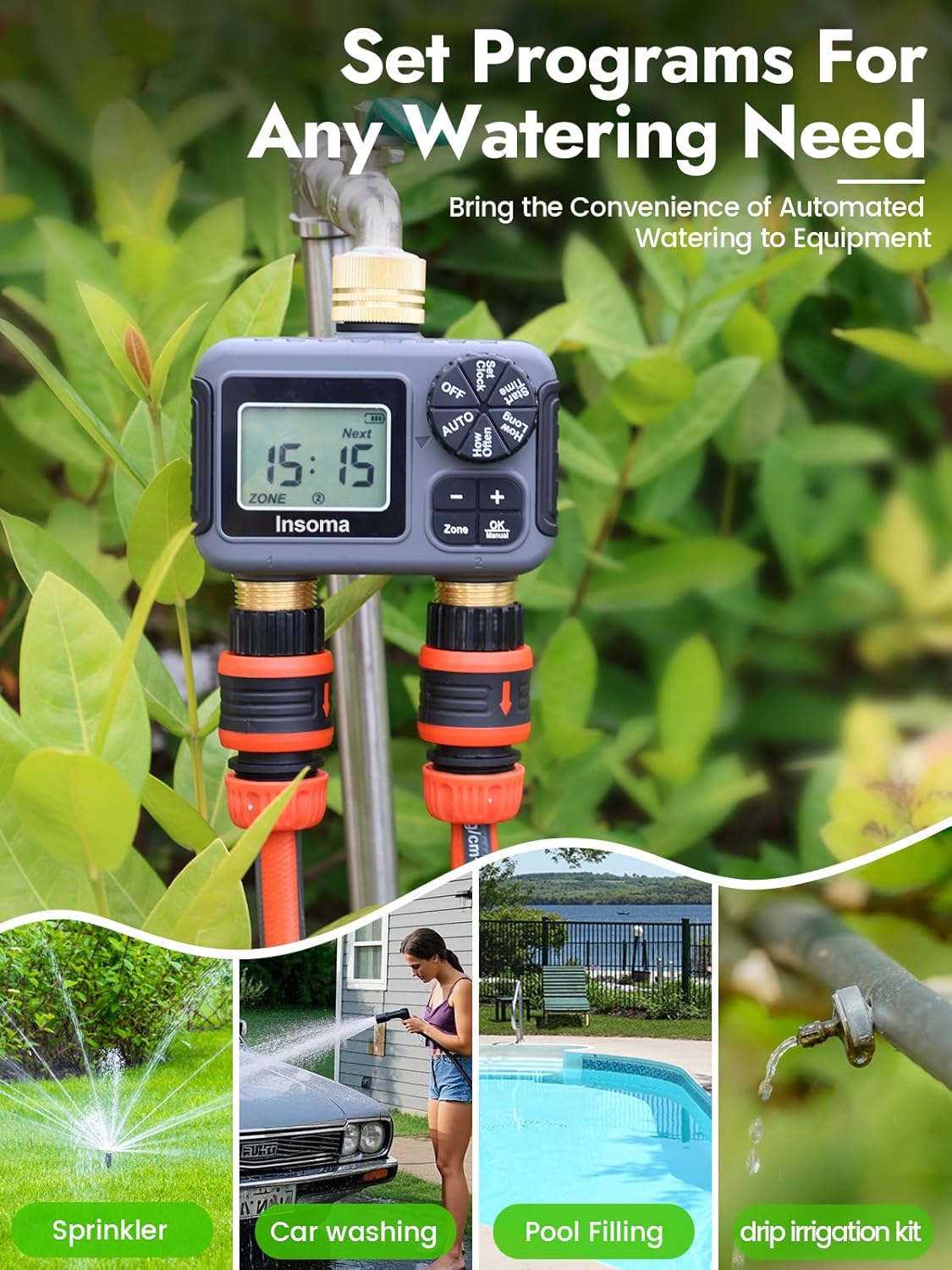 Thumbnail 6 de Insoma 2 Outlets Sprinkler Timer with Brass Inlet & Outlet
