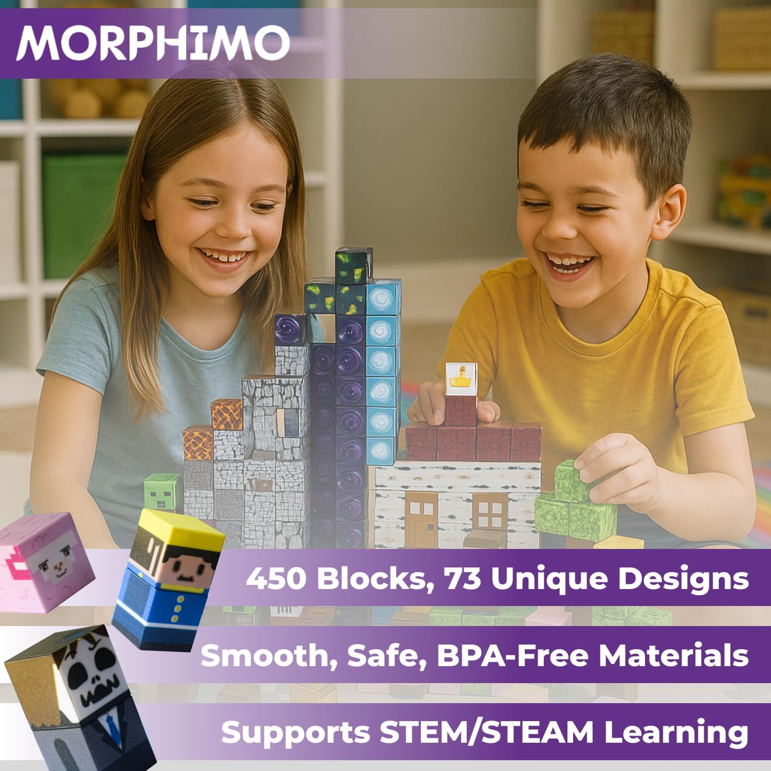 Detalle 2 de MORPHIMO 450 PCS Magnetic Building Blocks Set
