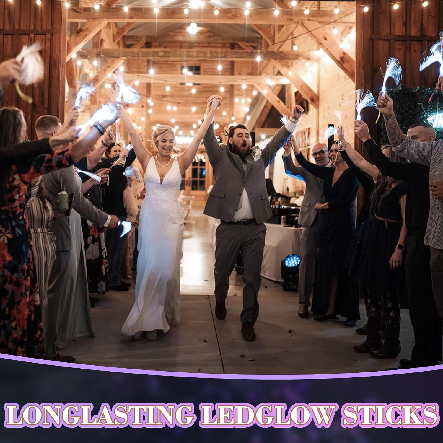 Detalle 2 de YeahBoom 36 Leuchtwedel für Hochzeit & Party – LED-Glasfaserstäbe mit Blinkmodi
