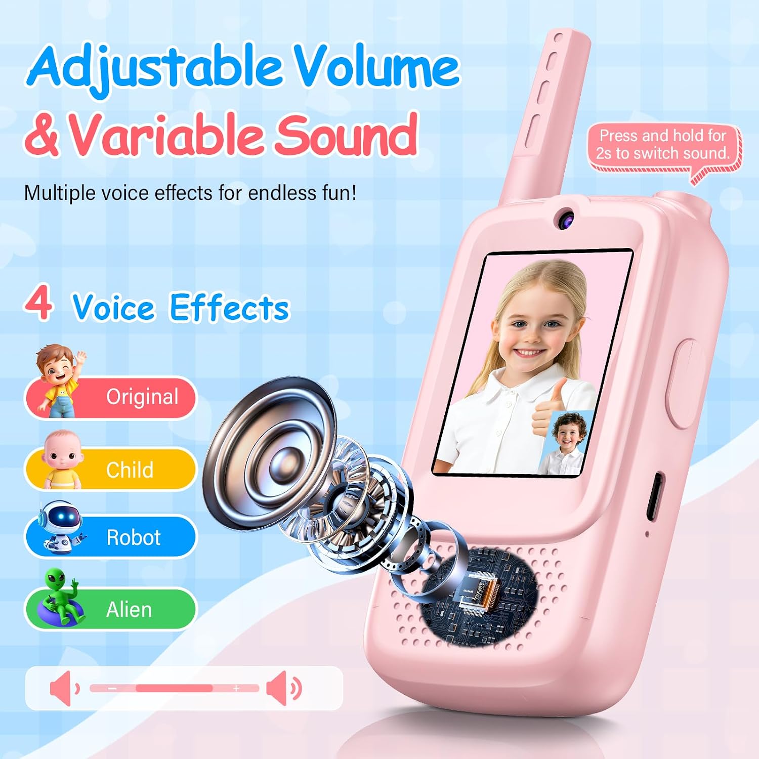 Thumbnail 2 de Video Walkie Talkie Kinder Set 2er 100 m