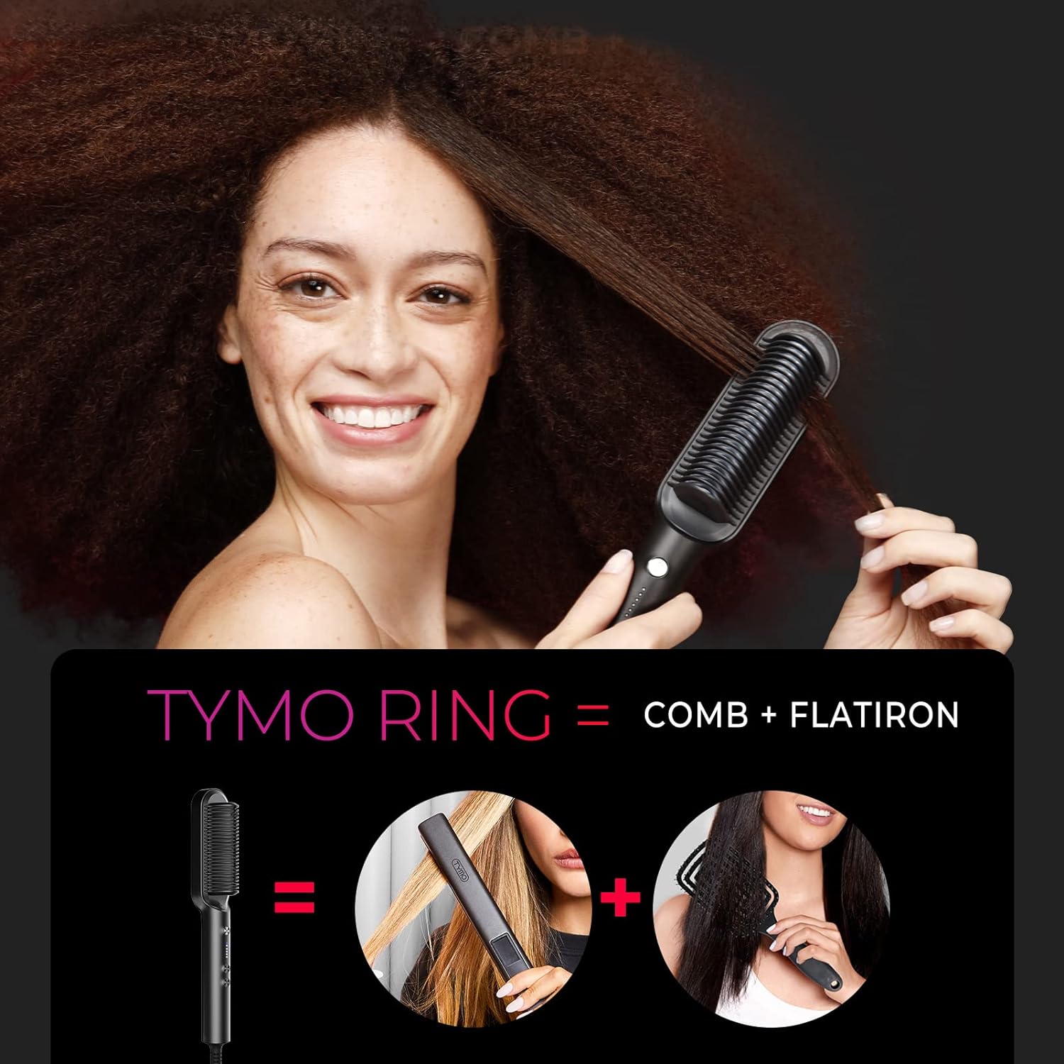 Detalle 2 de TYMO HC100 RING Hair Straightening Brush, 5 Heat Settings, Dual Voltage