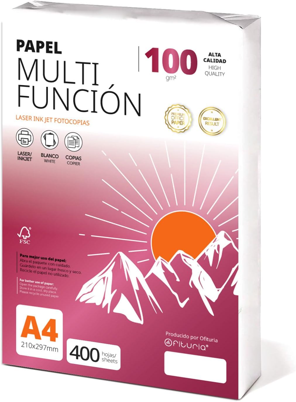 Foglio A4 100 g, 400 fogli – carta multiuso per stampa per ufficio