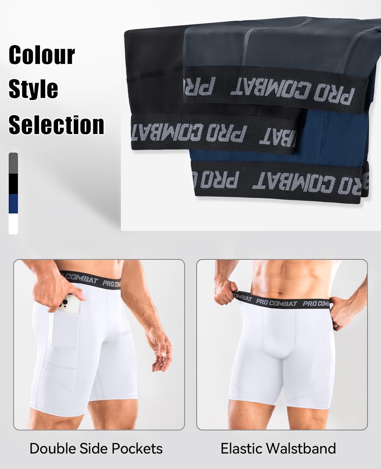 Thumbnail 5 de Niksa Compression Shorts Men: Anti-Chafe Base Layer with Pockets for Gym, Run, and All-Day Comfort