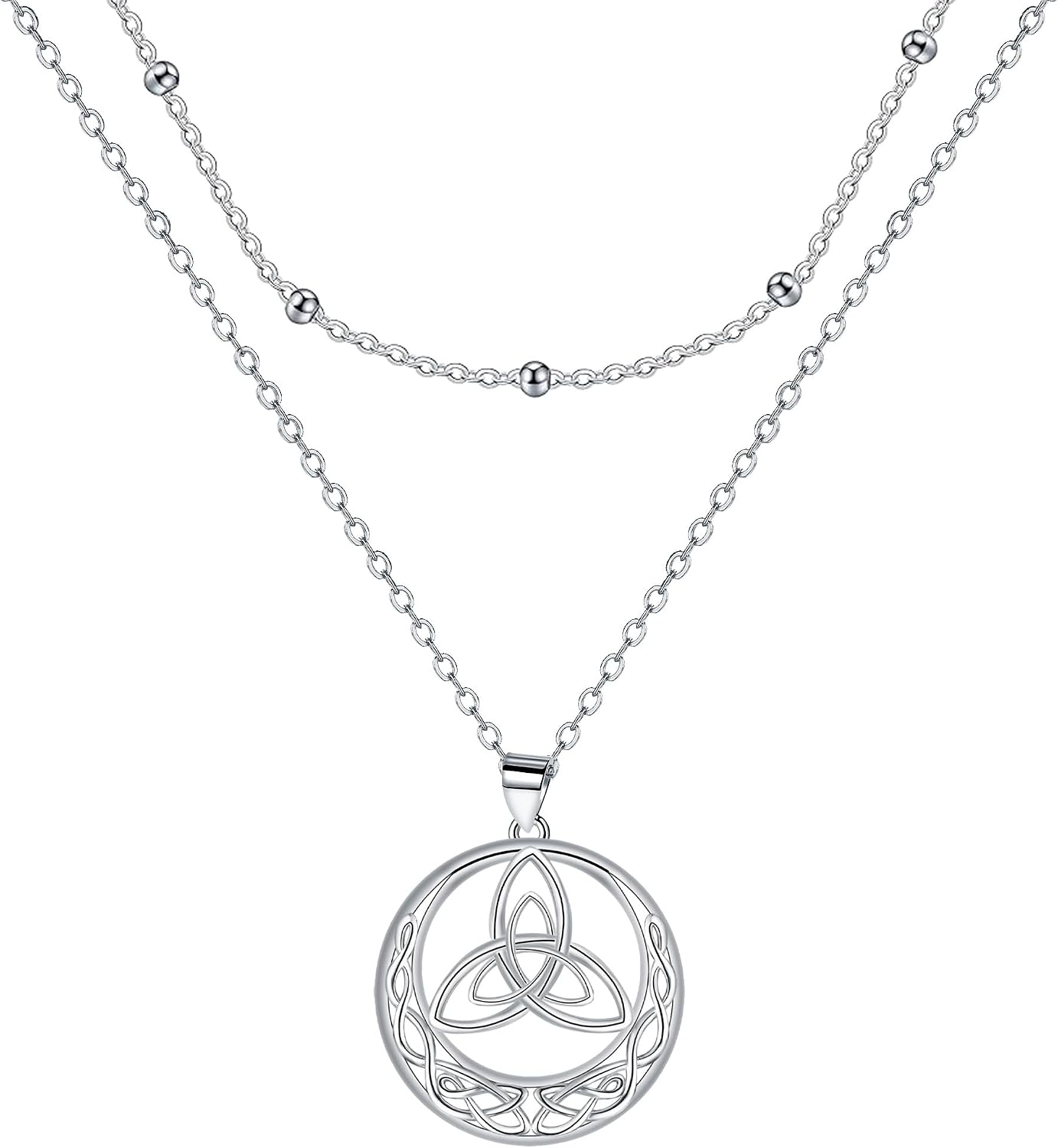 Detalle de Collier pour femme en argent sterling 925 J.MUEN – pendentif nœud de sorcière, chaîne 45 + 5 cm avec boîte cadeau