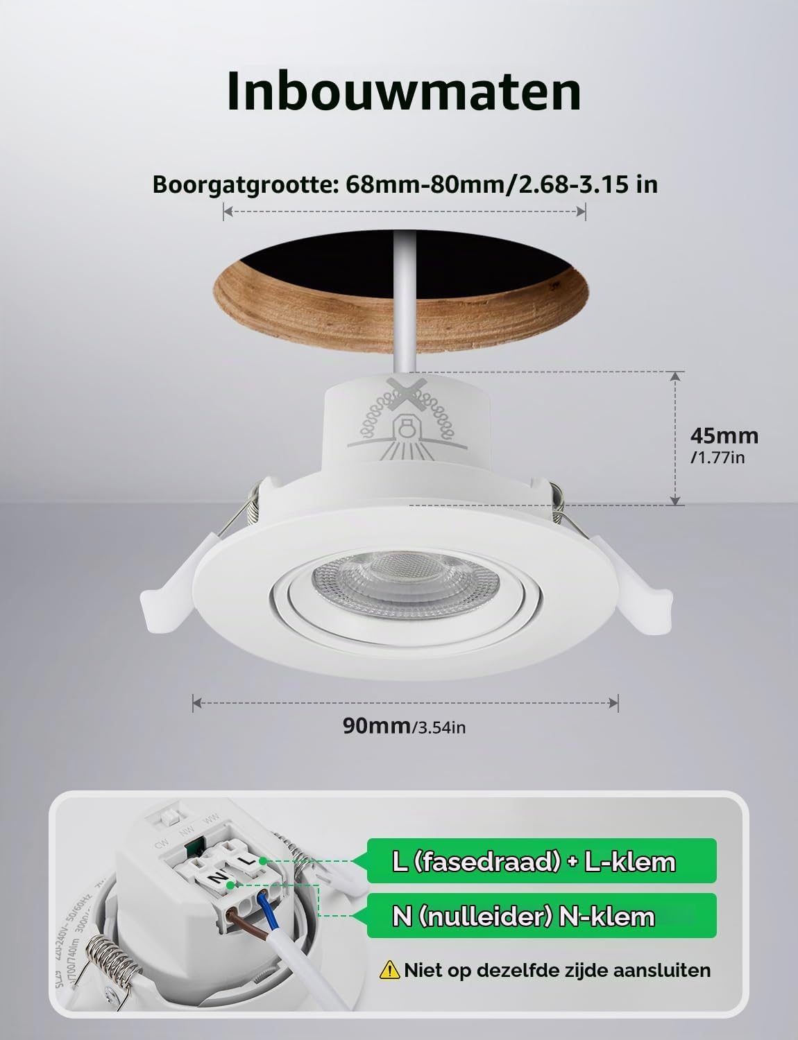 Thumbnail 5 de Bojim 73860712 LED-inbouwspots IP65, 7 W, 700 lm, 3 lichtkleuren, set van 10