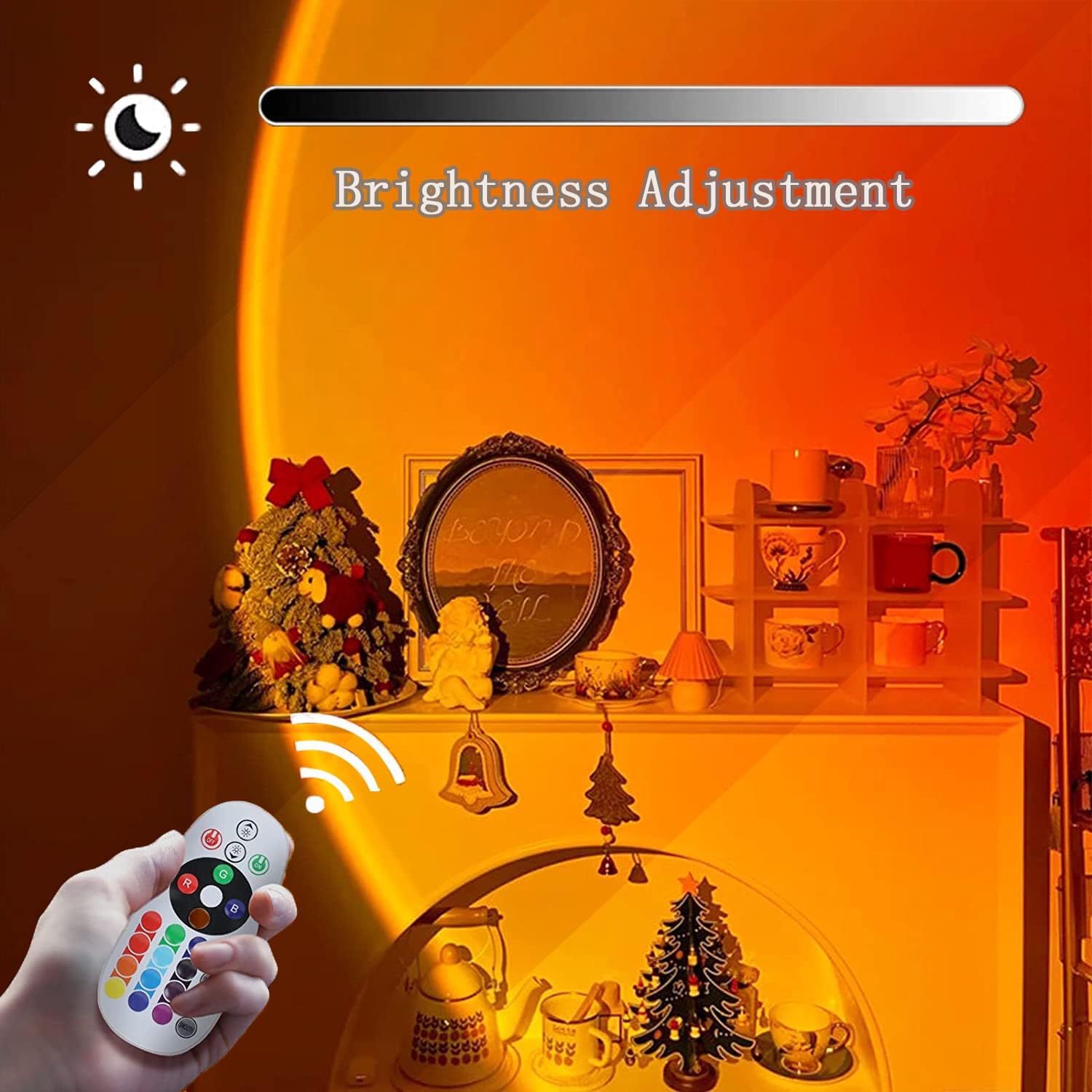 Detalle de Aniepaa Sunset Lamp: Sonnenuntergang-Lampe mit USB, 24 RGB-Farben und 180° Drehung