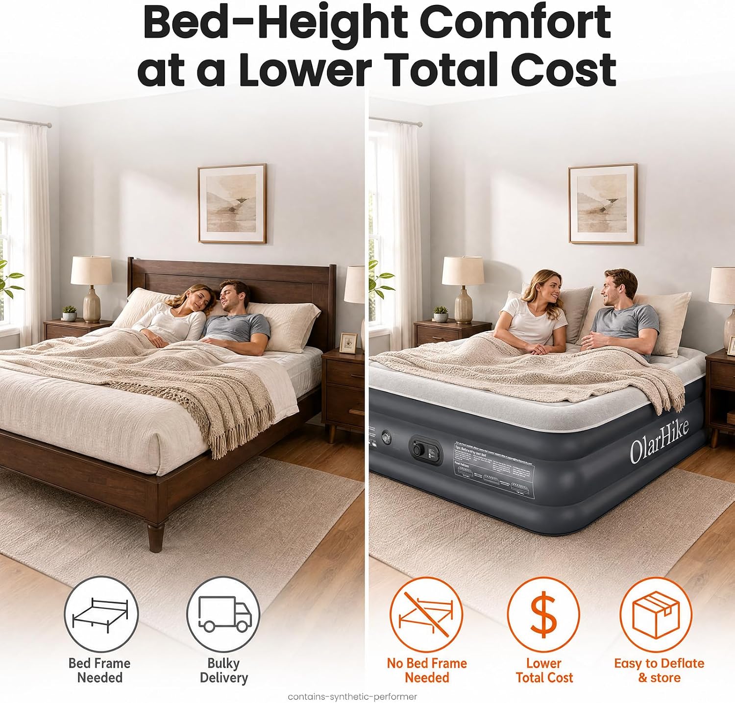 Thumbnail 6 de OlarHike AMH3 Queen Air Mattress with Built-In Pump, 20-Inch Height