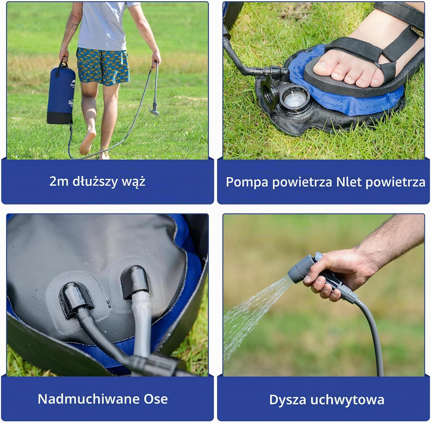Detalle 2 de Naturehike prysznic kempingowy 11 l z pompką nożną i wężem 200 cm