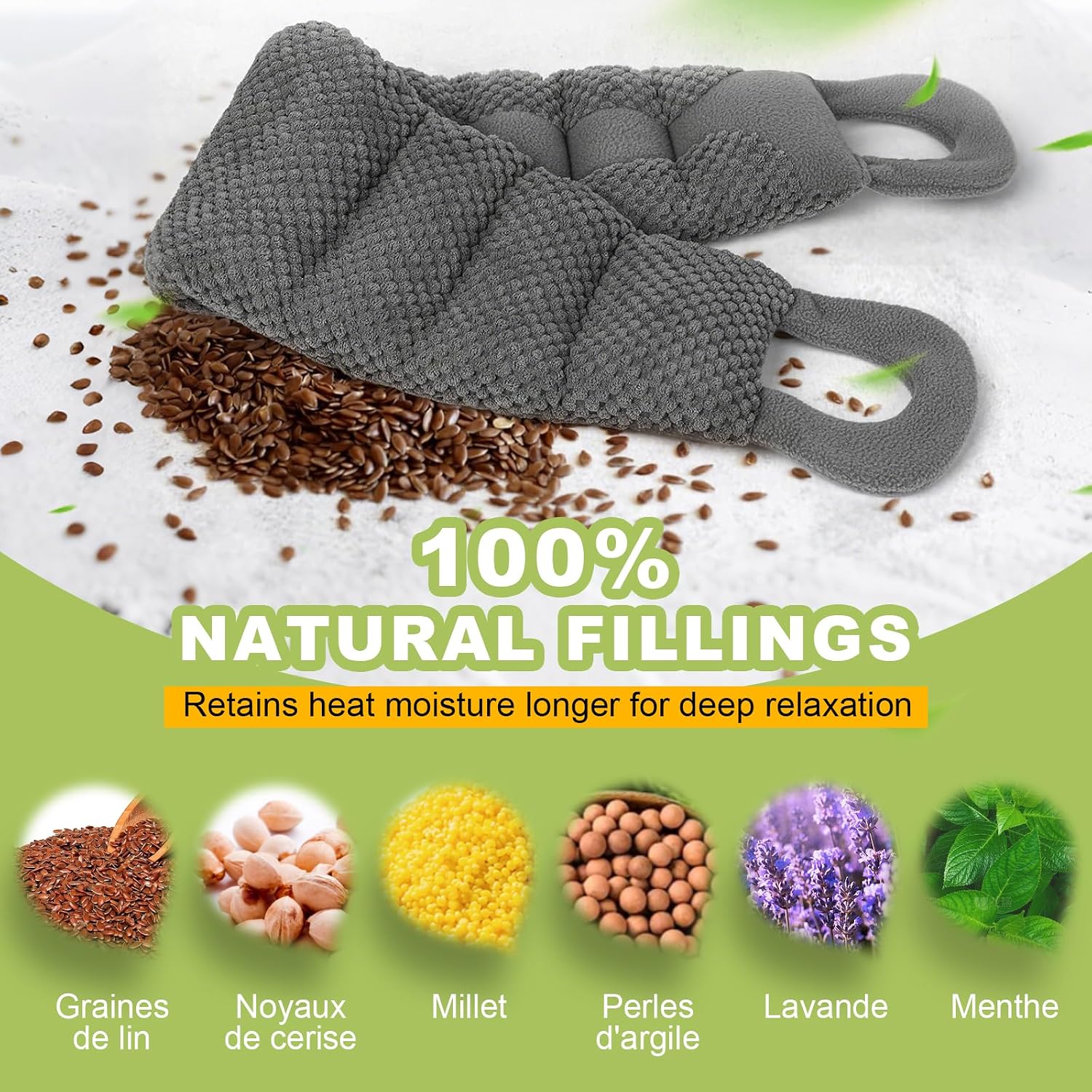 Detalle de uncn Coussin chauffant cervical longue bouillotte micro-ondes pour nuque, épaules et dos