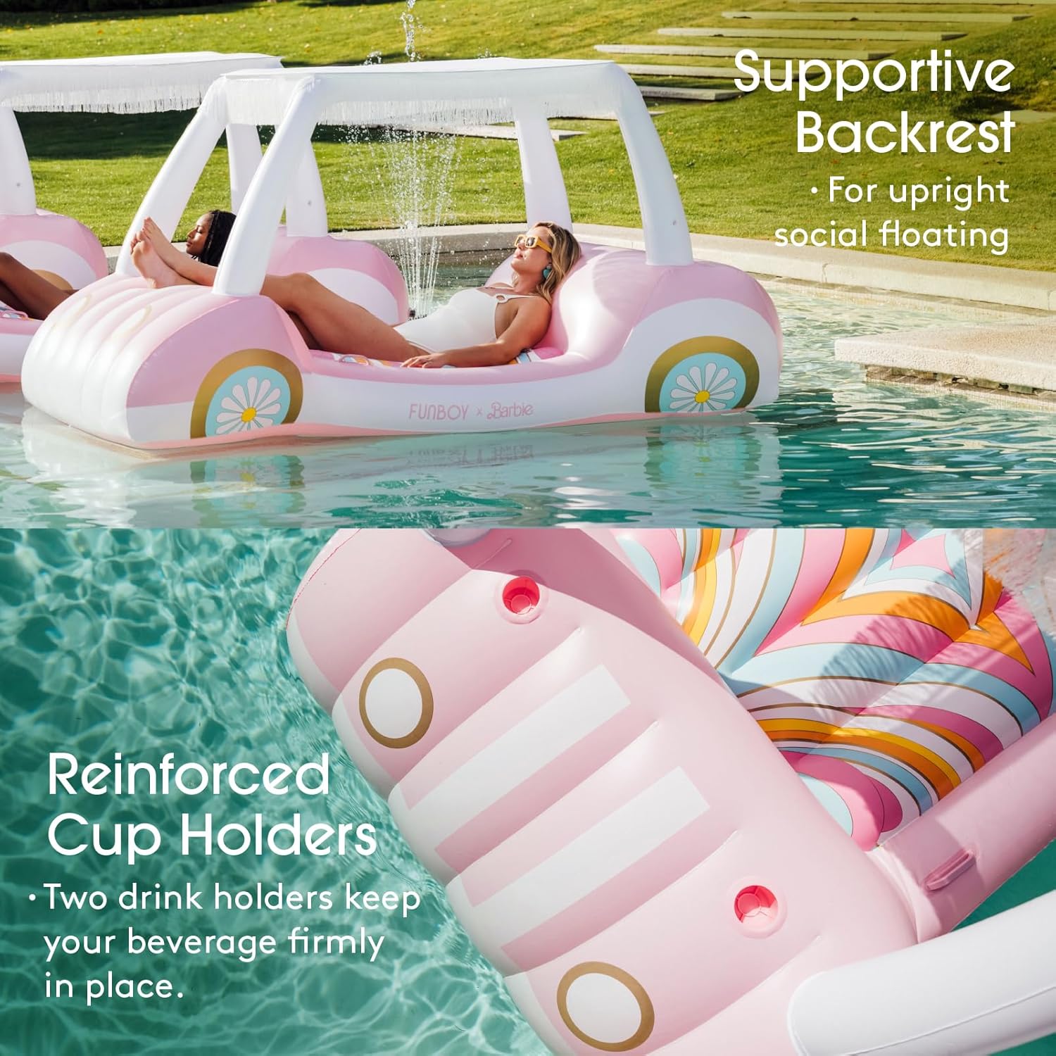Detalle 2 de FUNBOY Giant Inflatable Luxury Golf Cart Pool Float with Shade and Cup Holders