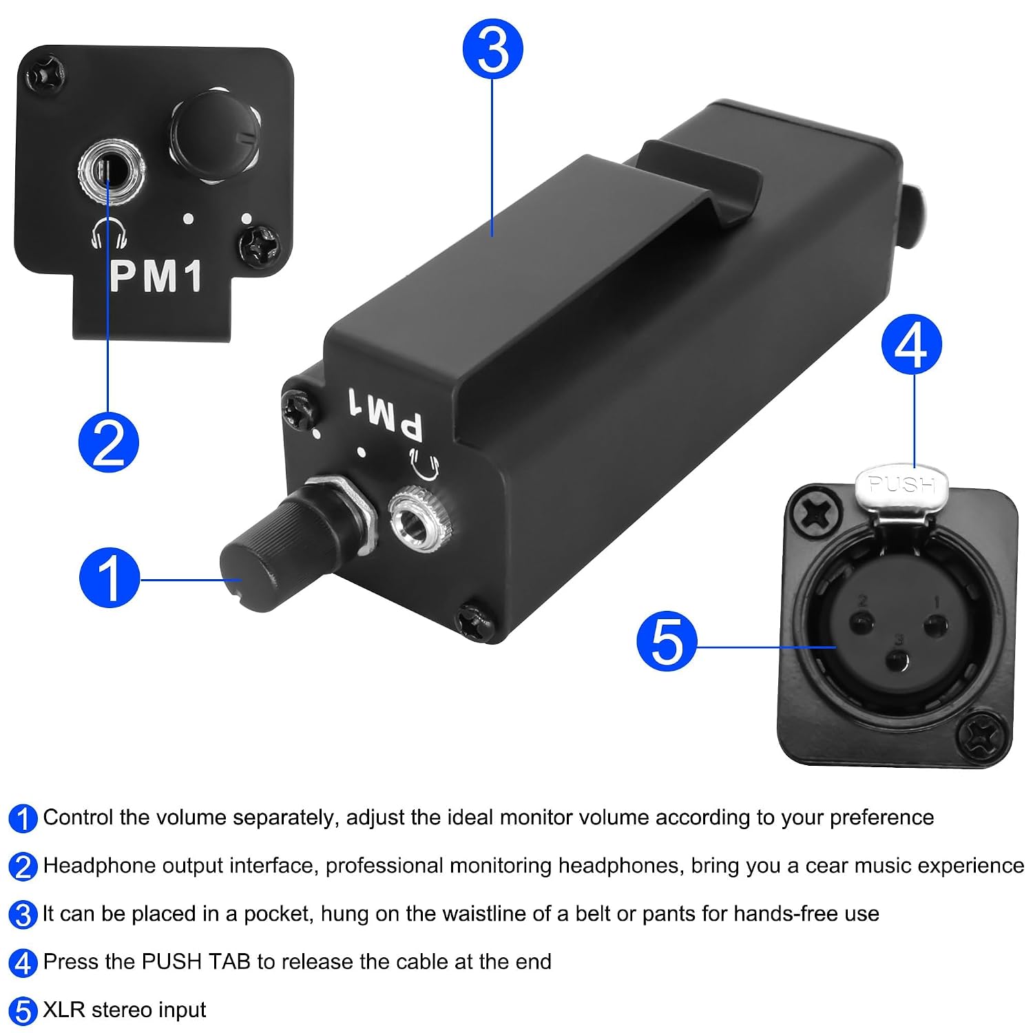 Detalle de XMSJSIY Portable In Ear Monitor Amplifier: Compact, Durable Audio for Keyboardists, Drummers and Guitarists