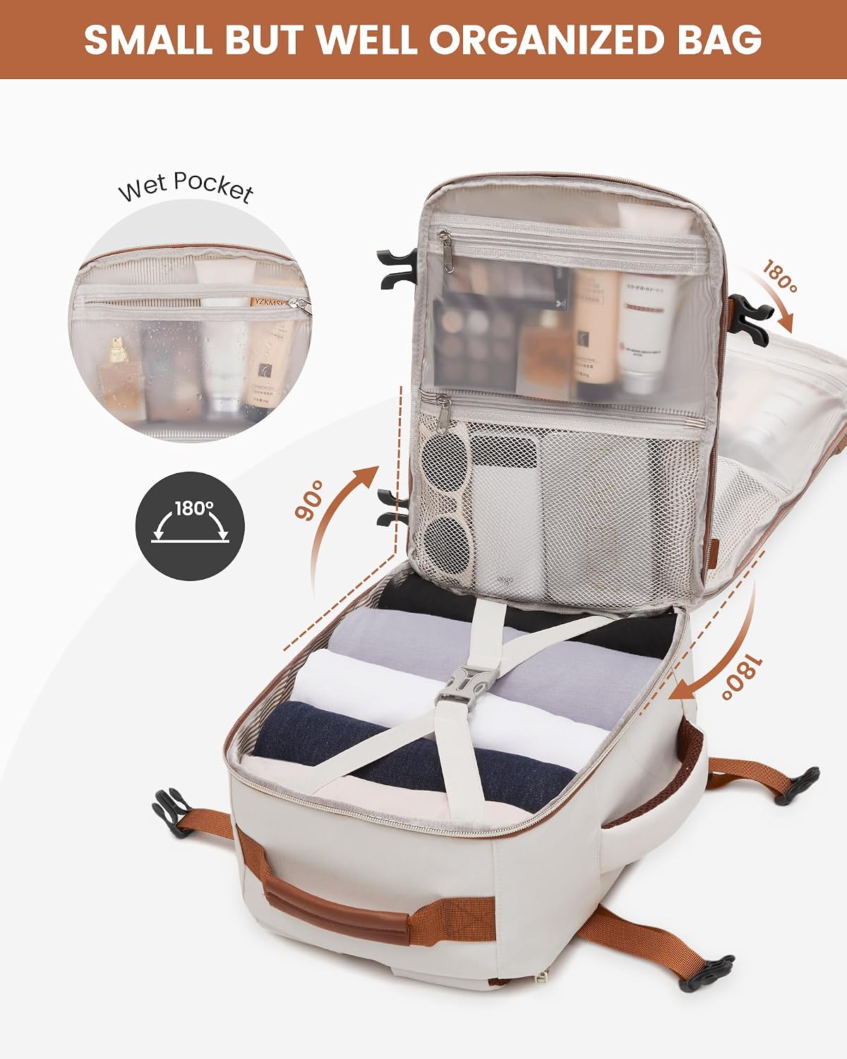 Detalle de LOVEVOOK for Ryanair Cabin Bag 40x28x20: Compact Underseat Carry-On Backpack for Travel