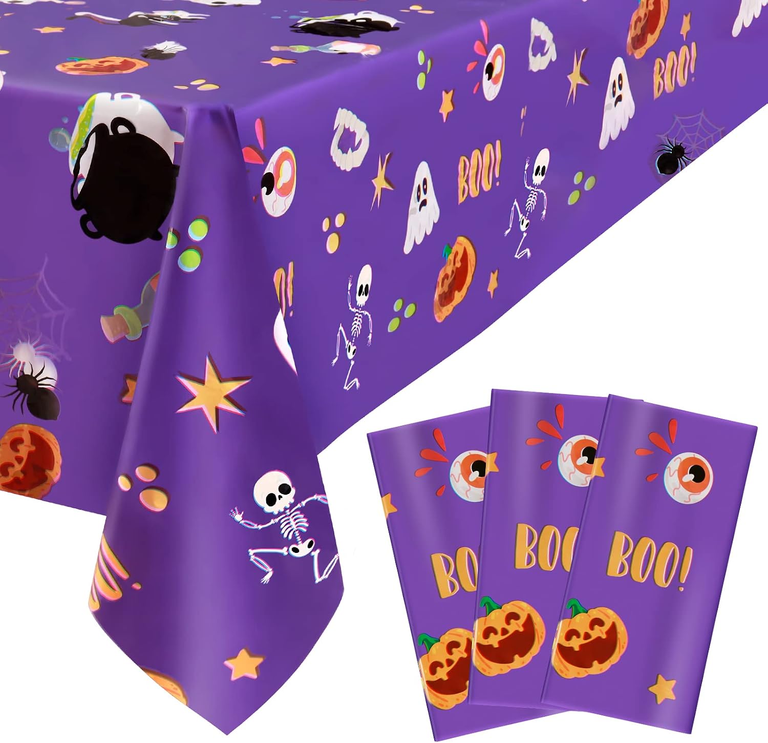 Detalle de PERFQU Halloween Tablecloth, 54 x 108 Inch