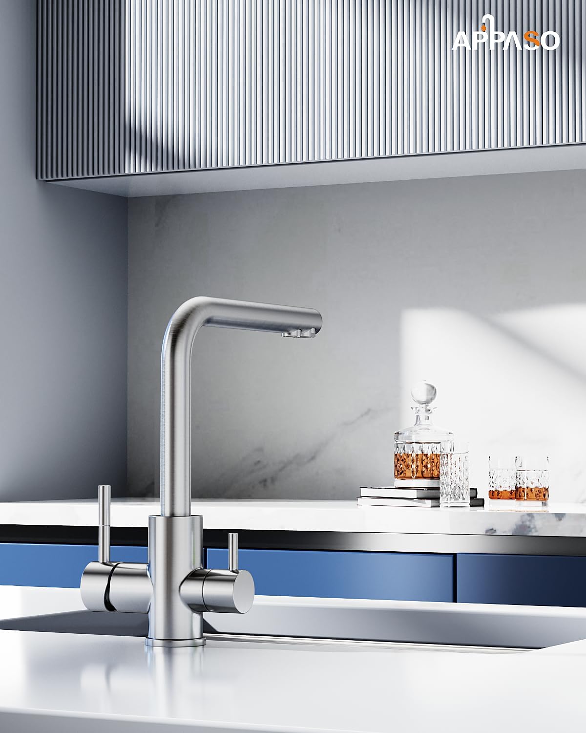 Detalle de APPASO Robinet de cuisine 3 voies rotatif à 360° (3 en 1) pour eau filtrée