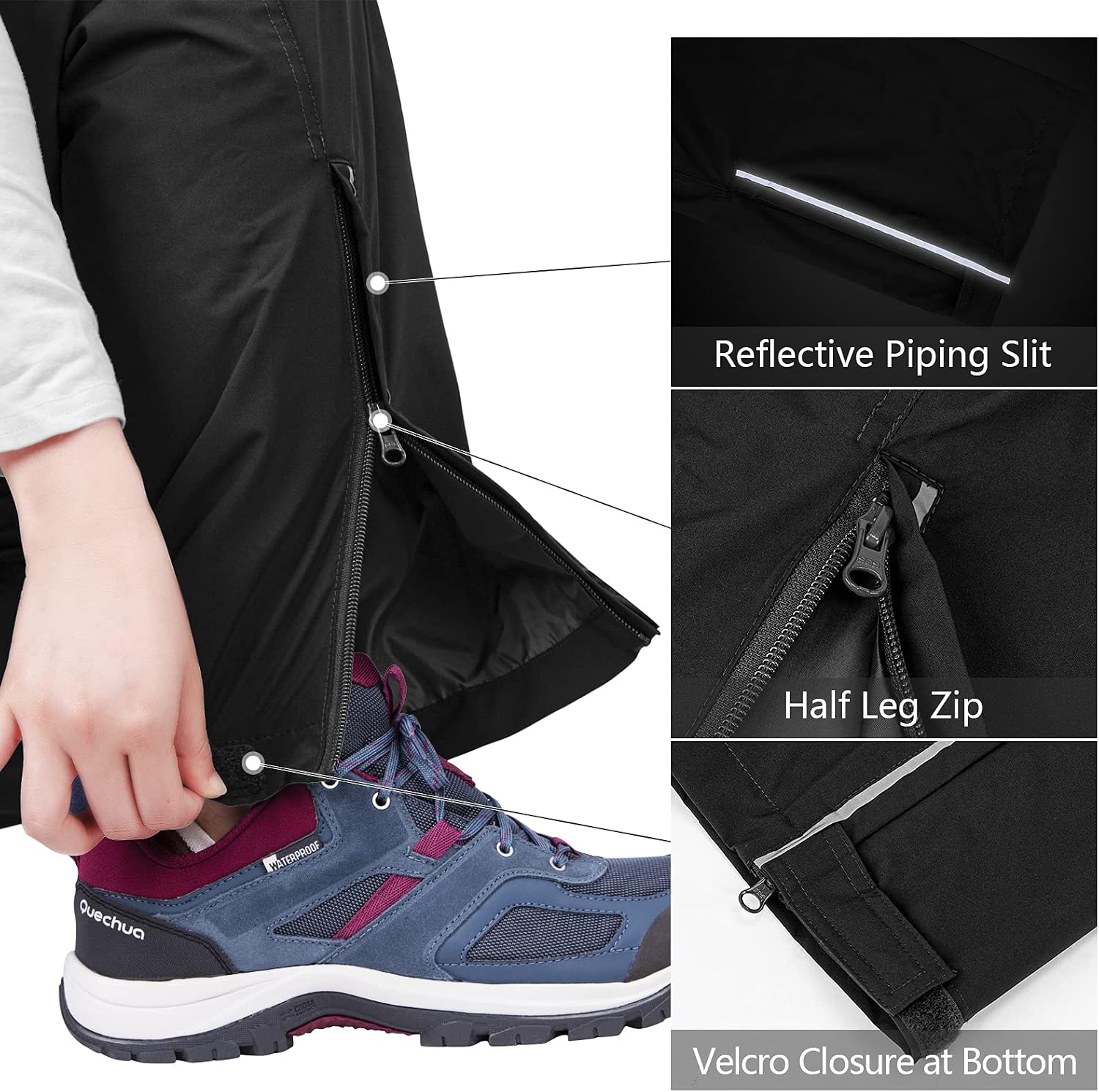 Detalle de 33,000ft Women's Waterproof Overtrousers – Lightweight, Windproof Rain Pants for Outdoor Activities