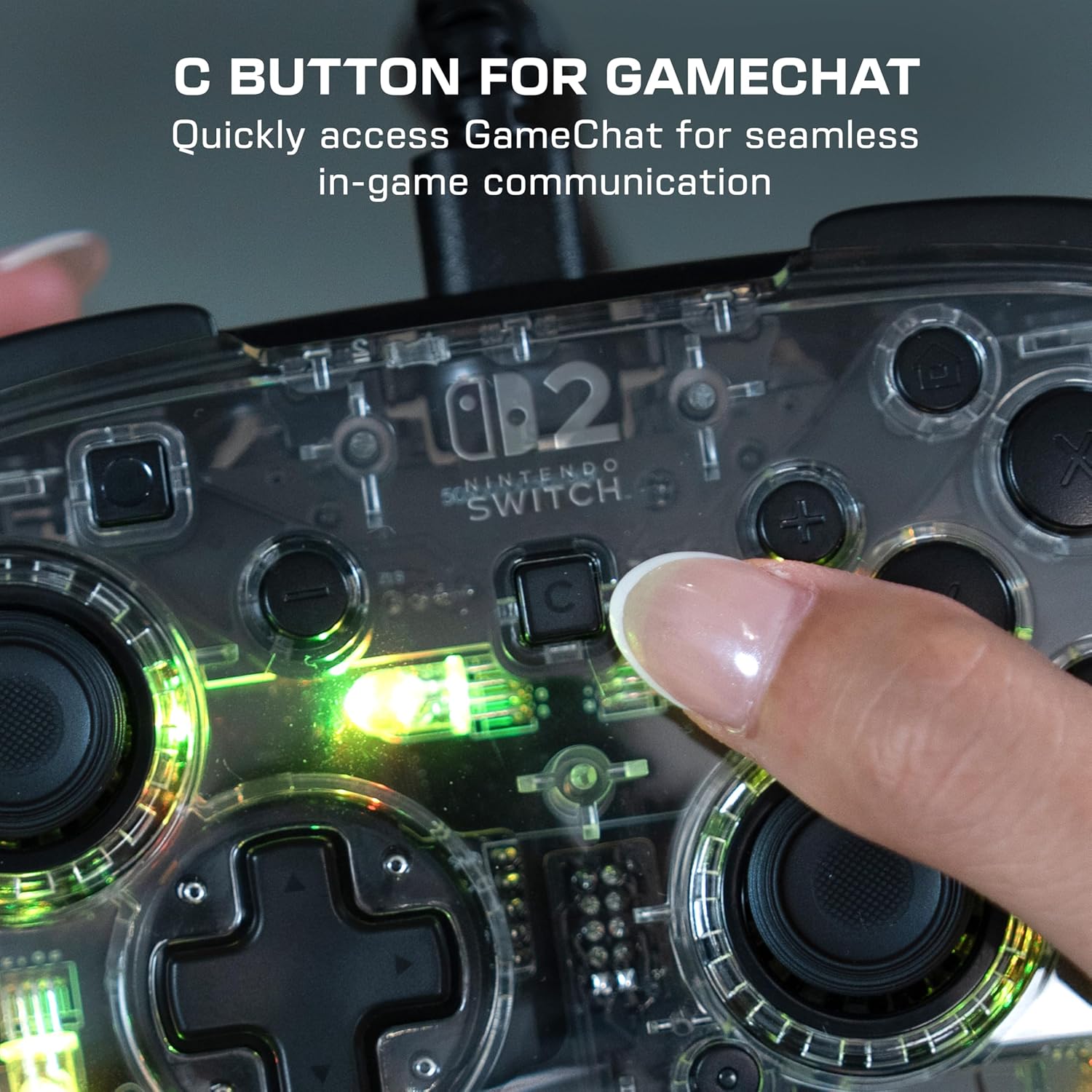 Thumbnail 4 de Turtle Beach Afterglow Transparent — manette gaming RGB filaire officielle pour Nintendo Switch 2