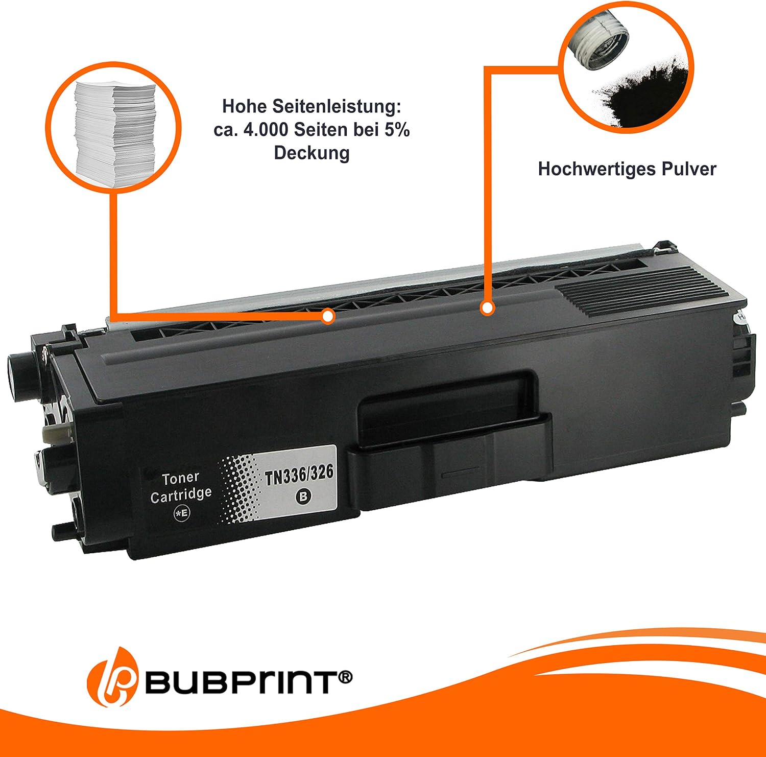 Detalle de Bubprint TN-326BK svart kompatibel toner, cirka 4 000 sidor