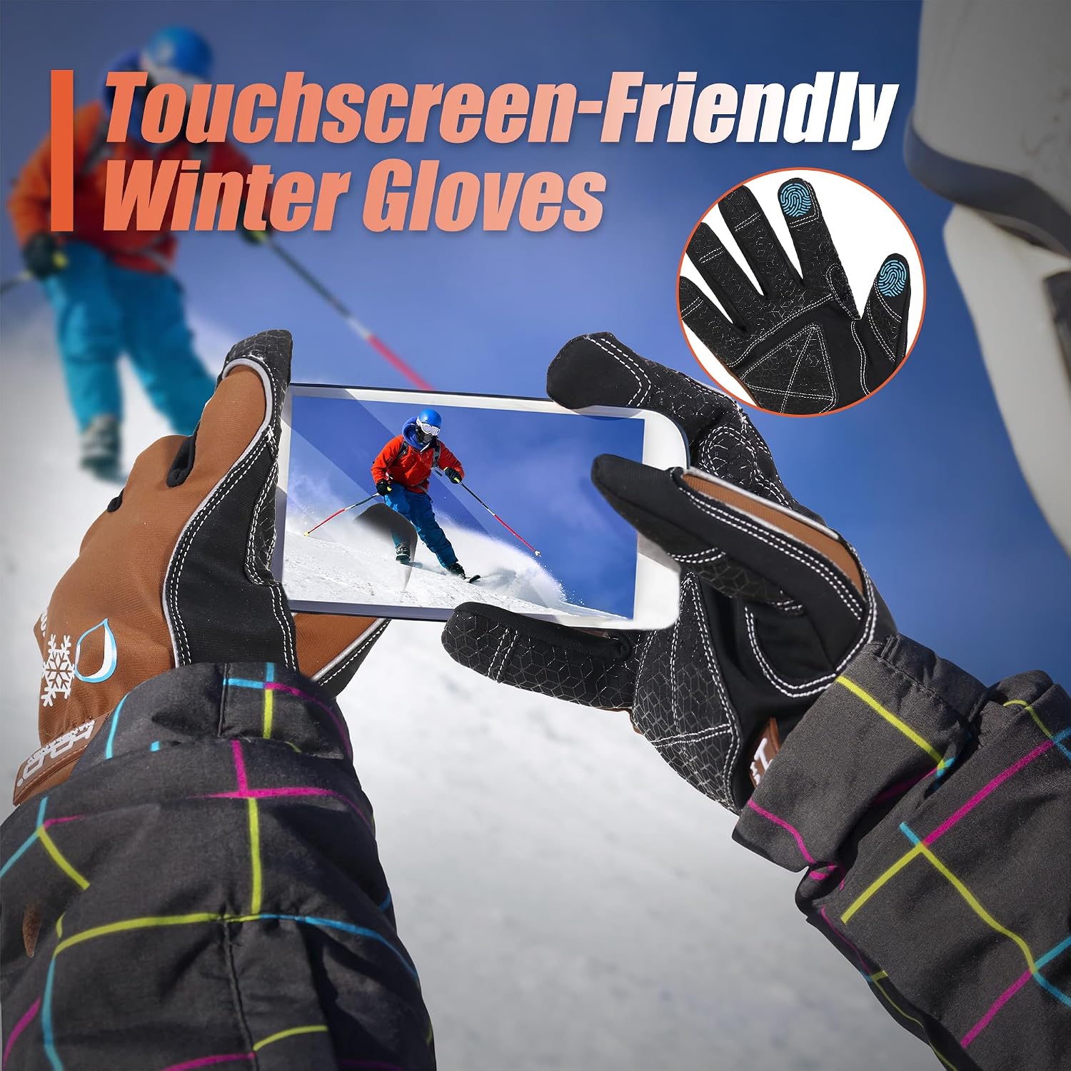 Detalle de HANDLANDY Winter Insulated Work Gloves, Medium Brown, 3M Thinsulate