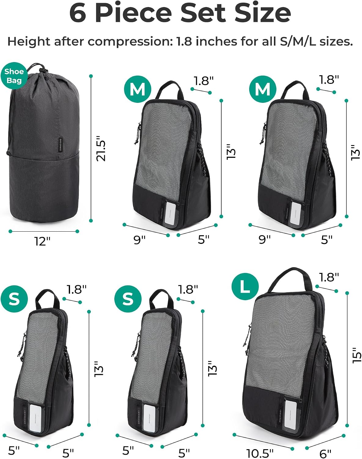 Thumbnail 1 de BAGSMART Compression Packing Cubes Set (2/4/6-Pack) for Travel Space Saving