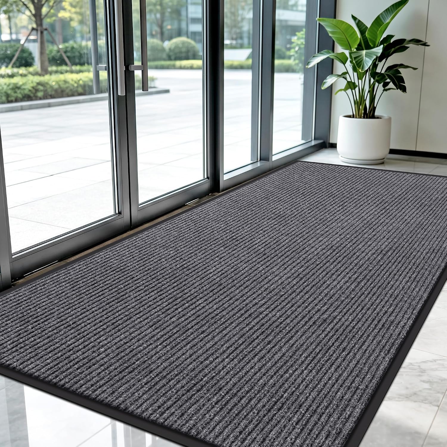 Detalle de Cybstrax 3' x 5' Commercial Door Mat, Waterproof Polyester and Rubber, Low-Profile