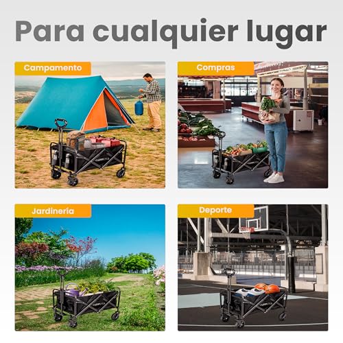 Thumbnail 6 de JUPPLIES Carro plegable con ruedas grandes Todoterreno (hasta 75 kg) para playa, jardín y supermercado