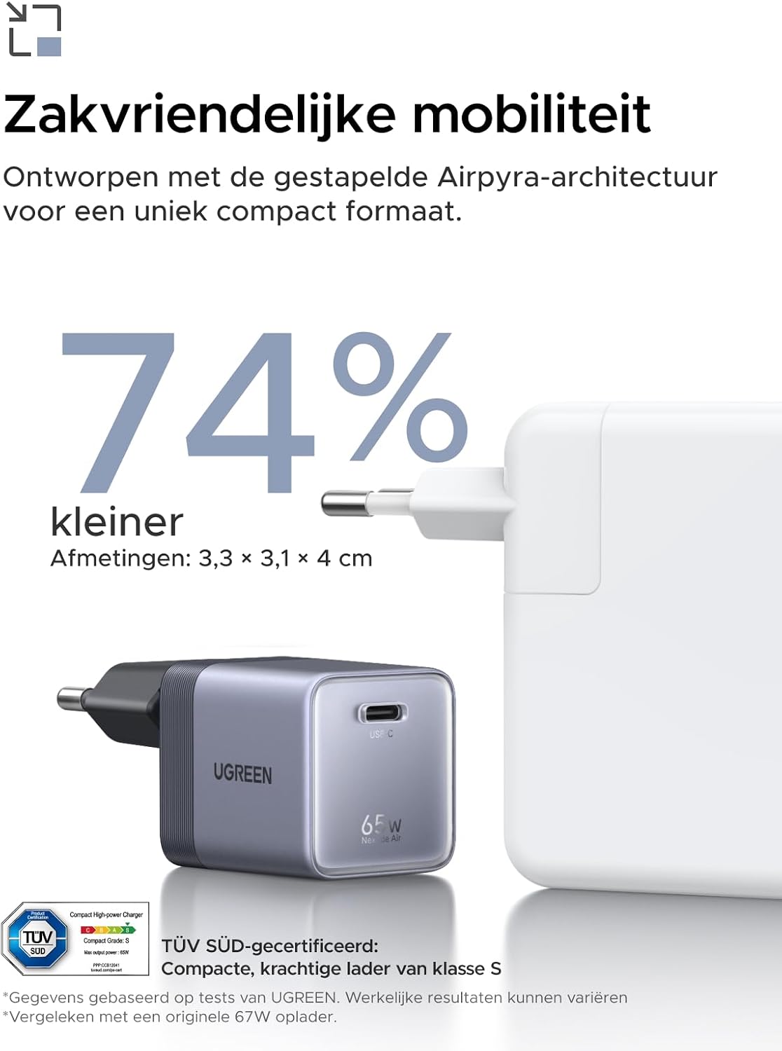 Thumbnail 1 de UGREEN Nexode Air 65W USB-C-oplader, compact, met AVS en GaNInfinity